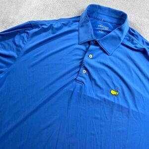 Masters Tech Mens XL Blue Golf Polo Shirt Short Sleeve Augusta National Logo